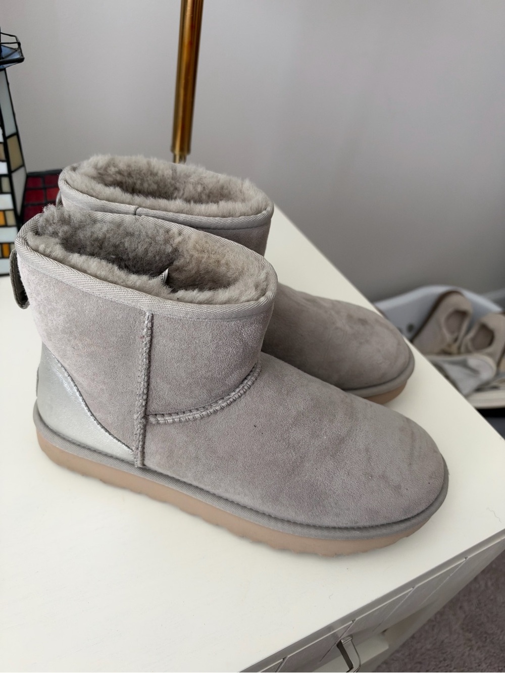 Ugg Mini Boots in Gray and Silver